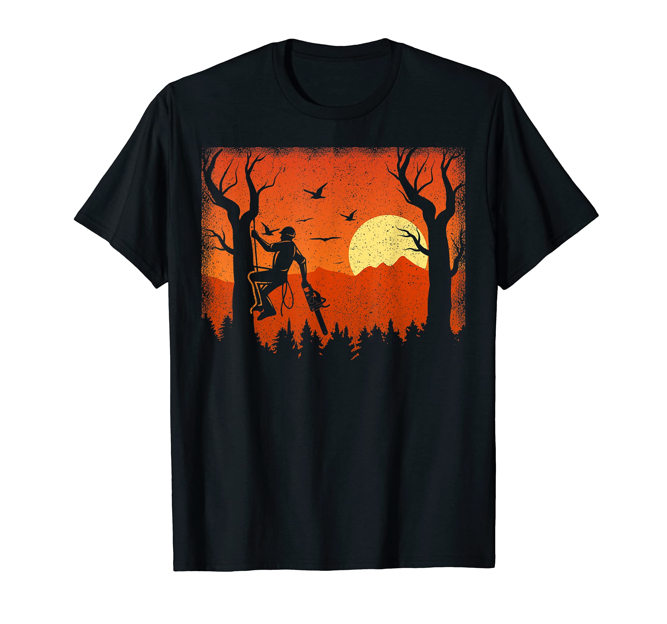 Retro Sunset Arborist Tree Surgeon T-Shirt