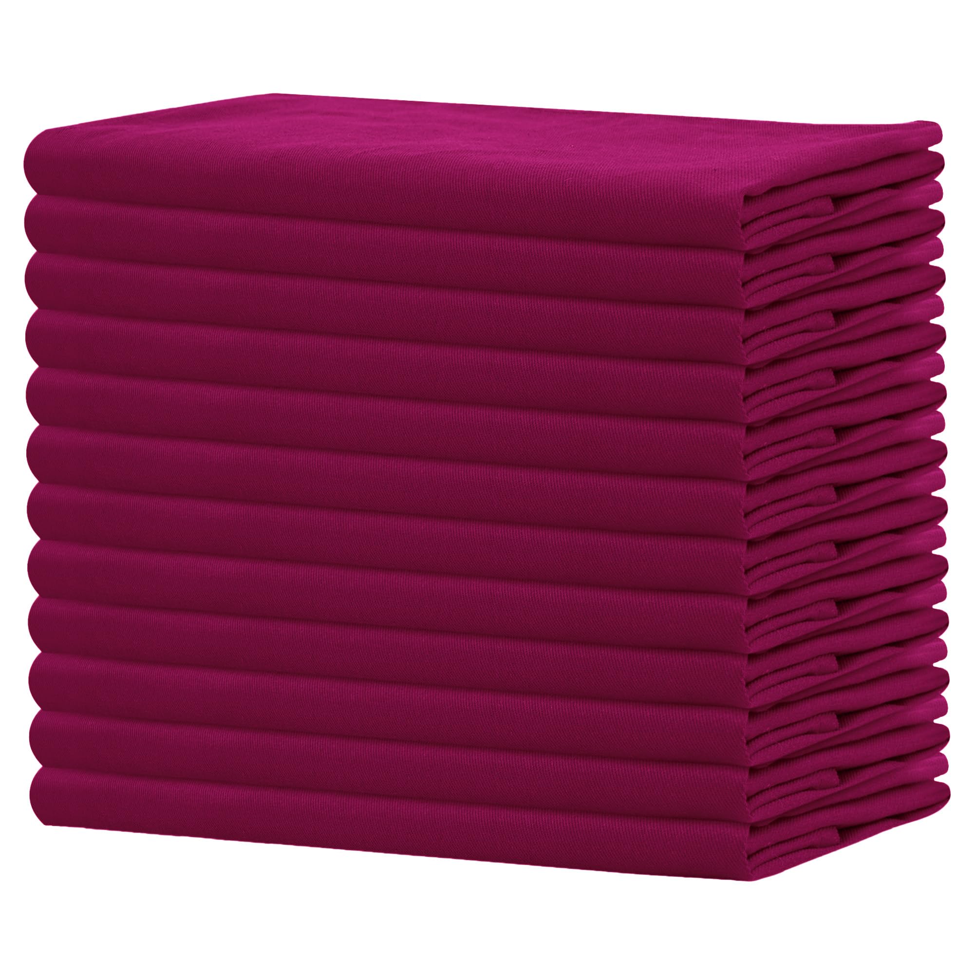 Sweet Needle - Pack of 12-100% Cotton Oversized Dinner Christmas Napkins 45 CM x 45 CM (18 IN x 18 IN), Burgundy - Heavy weight fabric for daily use with Mitered corners finish