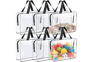 6 Packs Large Toy Storage Bags with Zipper Waterproof Clear PVC Toy Organizer Bag for Blocks 11.8″×8.6″×3.9″ Kids Travel Bag 