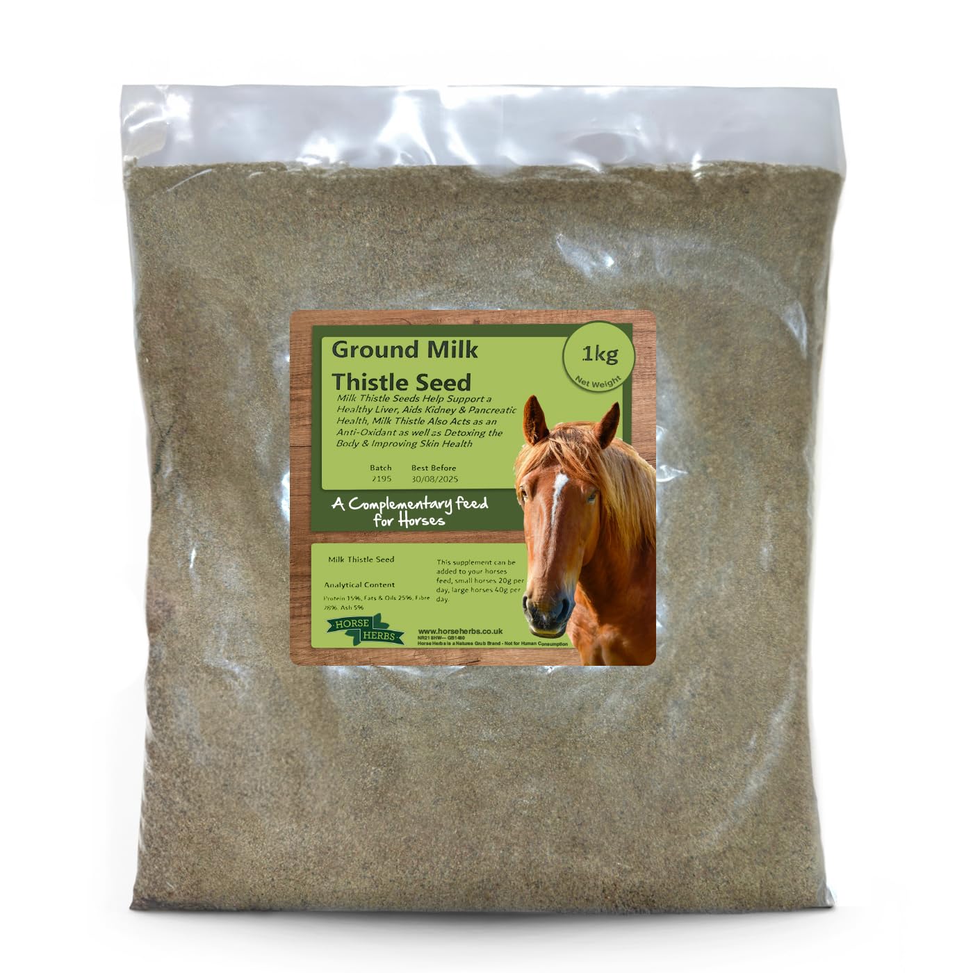 Horse Herbs Ground Milk Thistle Seed 1kg | Natural Feed Supplement for Horses, Equine Care