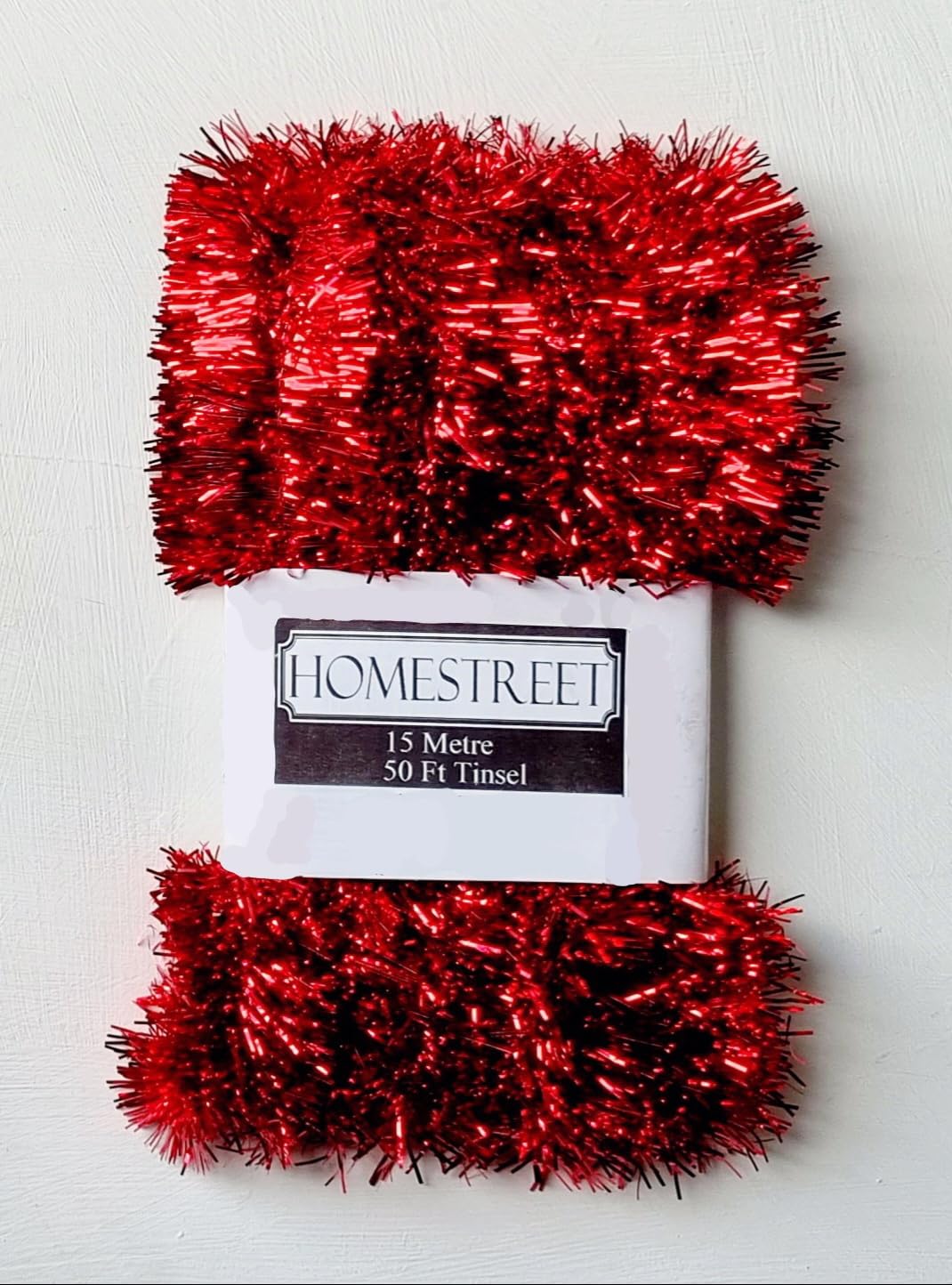 Homestreet Extra Long Tinsel 15 metre, 50 foot,Very Long Christmas Tinsel in a choice of Red, Silver or Gold Xmas Decoration (RED)