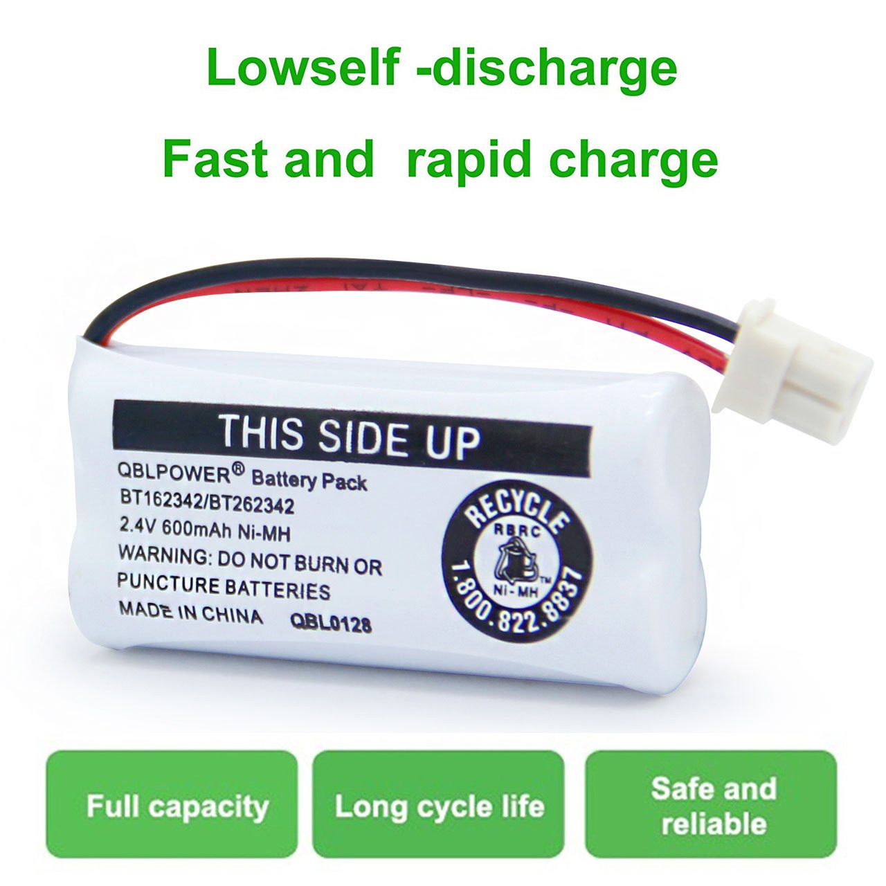 QBLPOWER Replacement Battery BT162342 BT262342 2.4v 300mah NI-MH Rechargeable Compatible with Vtech AT&T Cordless Telephones CS6114 CS6419 CS6719 EL52300 CL80111(3 Pack BT162342)