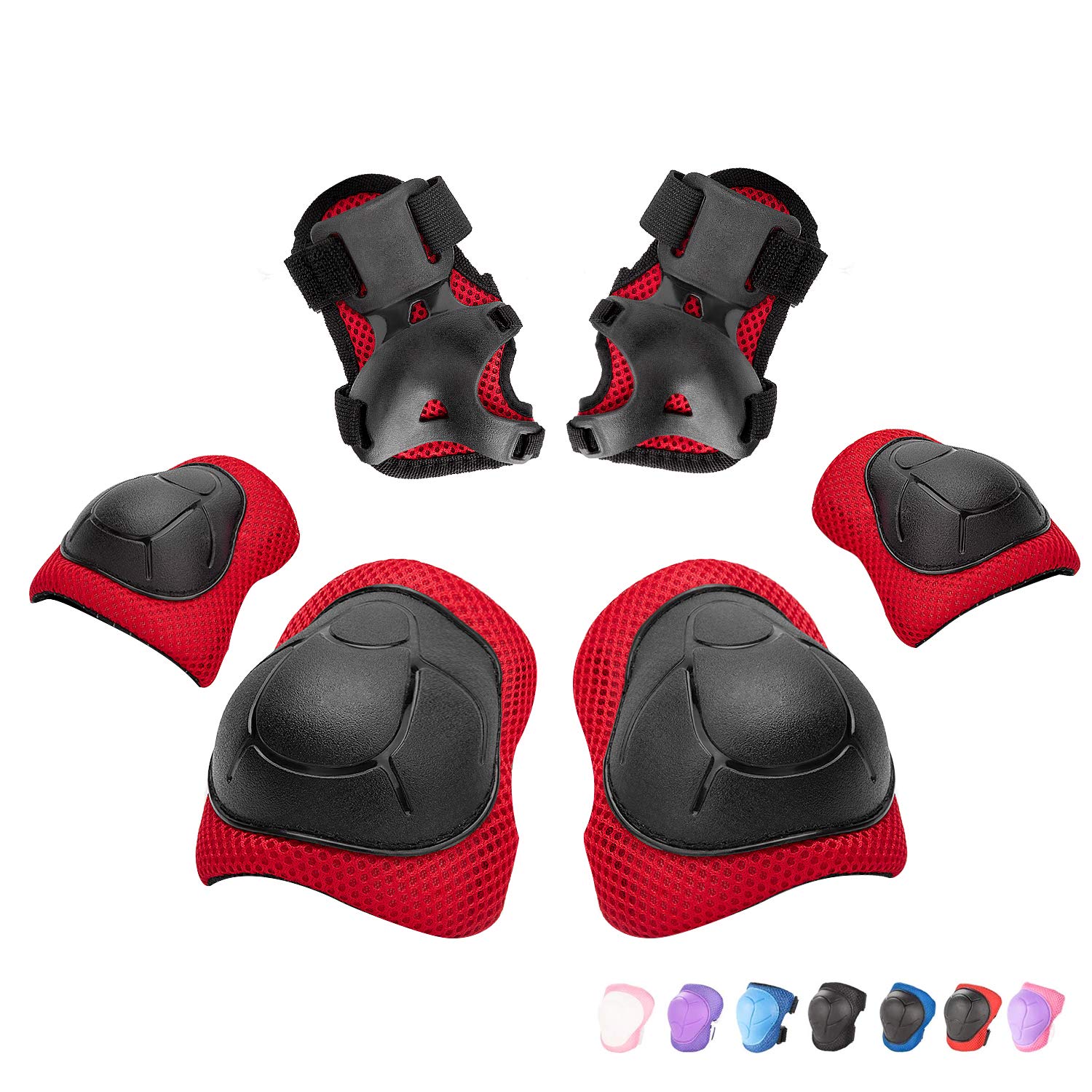 Kids/Youth Knee Pads Elbow Pads Wrist Guards 3 in 1 Protective Gear Set for Child Roller Skates, Cycling, Inline Skating, Scooter Skateboard, BMX Bike, Riding, and Multiple Outdoor Sports