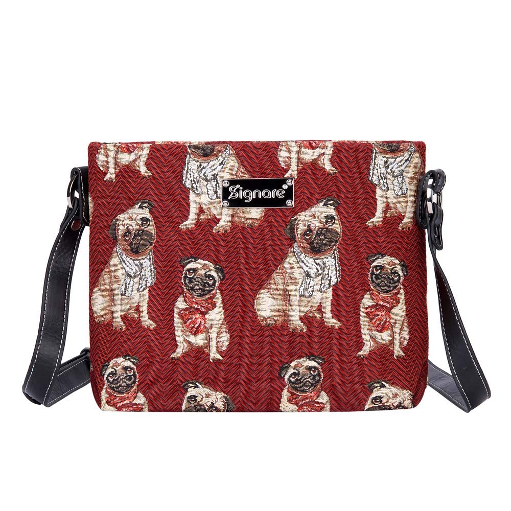 Signare Tapestry Crossbody Bag Small Shoulder Bag for Women with Dog Design Pug Gifts for Pug Lovers (Pug, XB02-PUG)