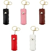 Novotechcal Lipstick Case Keychain 5PCS, Lipstick Keychain Holder Lipstick Organizer Keychains Chapstick Holder Portable Lip Gloss Sleeve Pouch for Purse Perfume