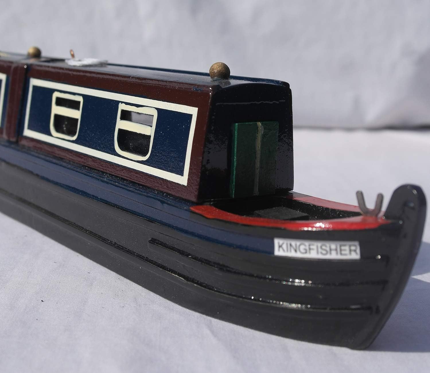 Detailed 20 cm Long Wooden Kingfisher Model Canal NARROWBOAT Barge Model, Various, 20cm (L) x 3.5cm (W) - Image 5