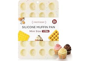 Firstfooby Silicone Mini Muffin Pan, 24-Cup Mini Cupcake Pan for Baking Nonstick BPA Free, Food-Grade Silicone Baking Mold fo