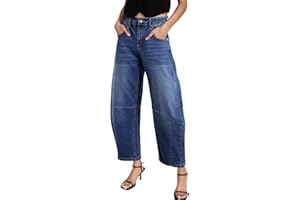 SIDEFEEL Women's Barrel Jeans Wide Leg Vintage Mid Rise Y2k Baggy Boyfriend Denim Pants