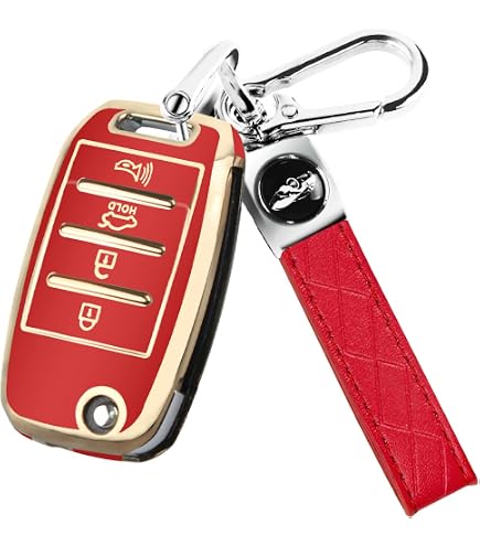 INFIPAR 2-Pack Key Fob Cover For Kia - Compatible With Forte, Sportage, Soul, Optima, Rio, Carbon Fiber Black, Silicone Case - View #11