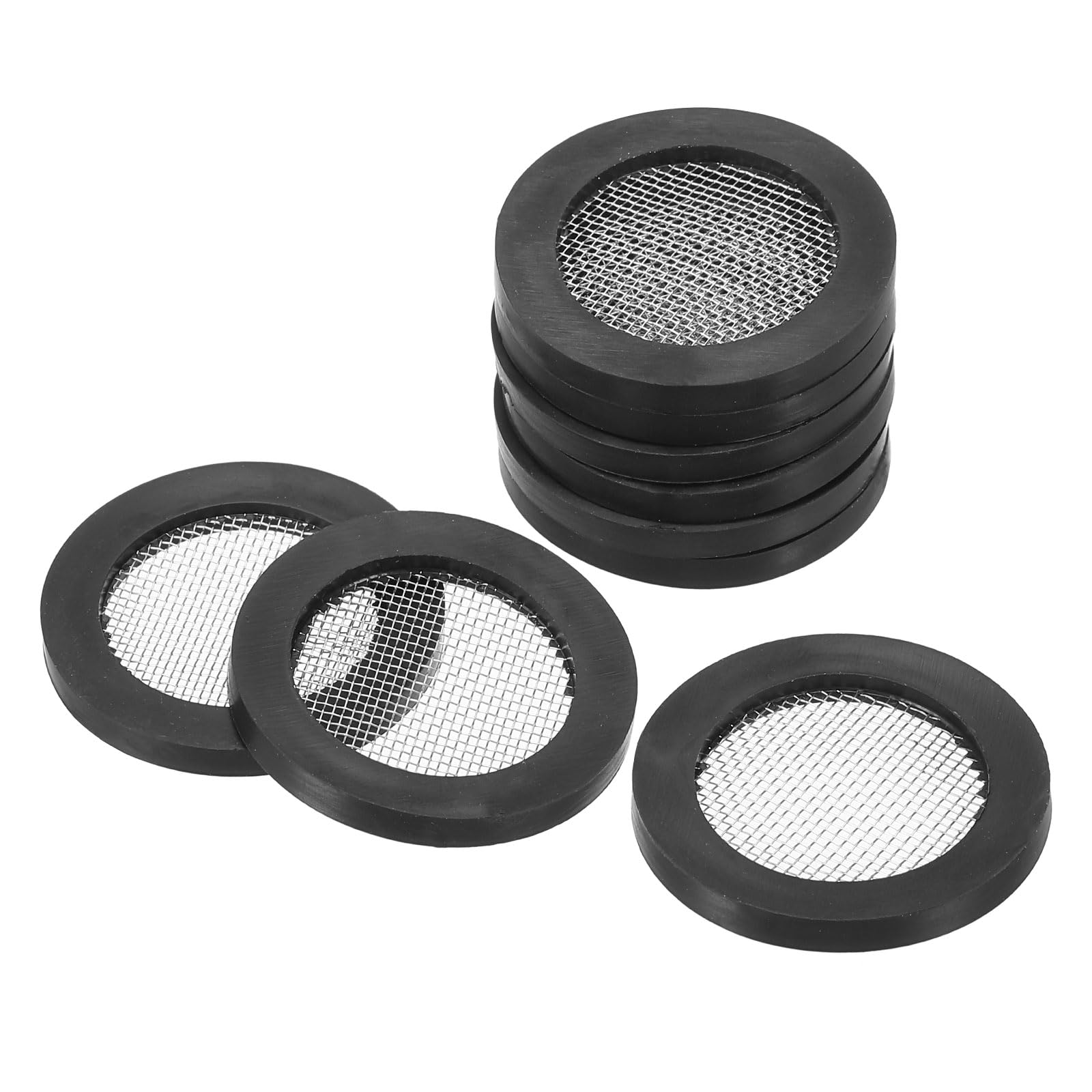PATIKIL Rubber Flat Washers 30mm OD 21mm ID 3mm Thickness with Stainless Steel Filter, 9 Pack Gasket for Faucet Pipe Water Hose