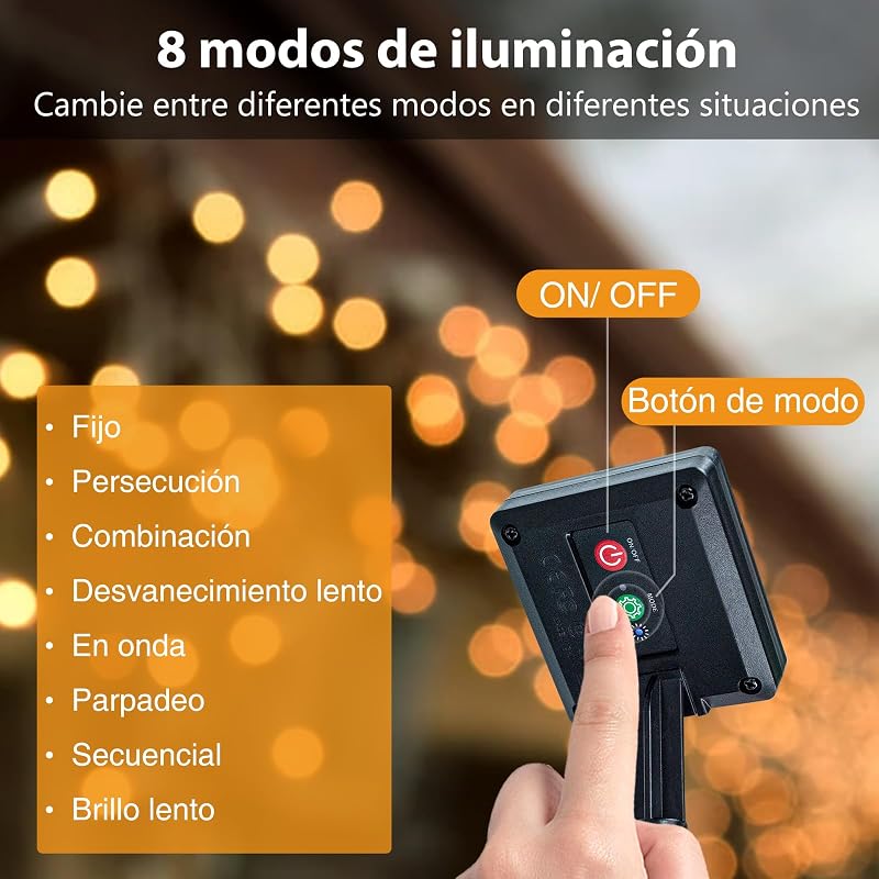 Guirlandas de luzes solares para exteriores peasur - pacote com 3 12 + 2m / 120led luzes solares led para jardim ao ar livre luzes solares para exteriores de natal luzes solares para exteriores para jardim para decoração de árvores ao ar livre, quente
