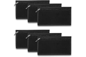Ezek 6 Pack 16 oz Canvas Money Pouches 7.5x4.2 inch Utility Zipper Cash Holders Organizers Change Coin Purse Wallet, Shopping, Office, Travel, School, Black.