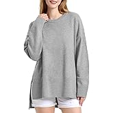 ZANZEA Women's Fall Sweaters 2025 Oversized Loose Long Sleeve Crew Neck Side Slit Dressy Knit Casual Pullover Tops