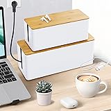 Cable Management Box, 2 Pack Wooden Style Large
