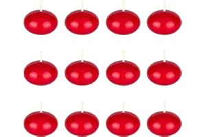 Mega Candles 12 pcs Unscented Red Floating Candles, Hand Poured Wax Candle 1.5 Inch Diameter, Home Décor, Wedding Receptions, Occasions, Festivities, Events, Meditations, Tranquility, Spa