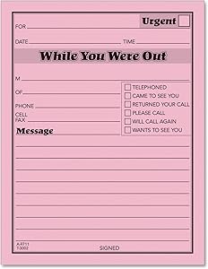 TOPS While You Were Out One-Sided Note Pads, 4.25 x 5.5 Inches, Pink, 50 Sheets per Pad, 12 Pads per Pack (3002P)