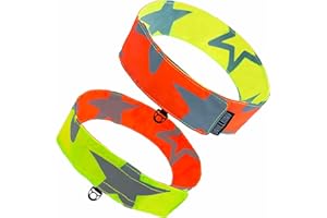 DNALLRINO Reflective Dog Collar-Double Sided Star Reflective Pattern with High Visibility for Pets Safety, Attached Hanging Loop Pet Collars for Walking Hunting Training (Medium, Orange&Green)