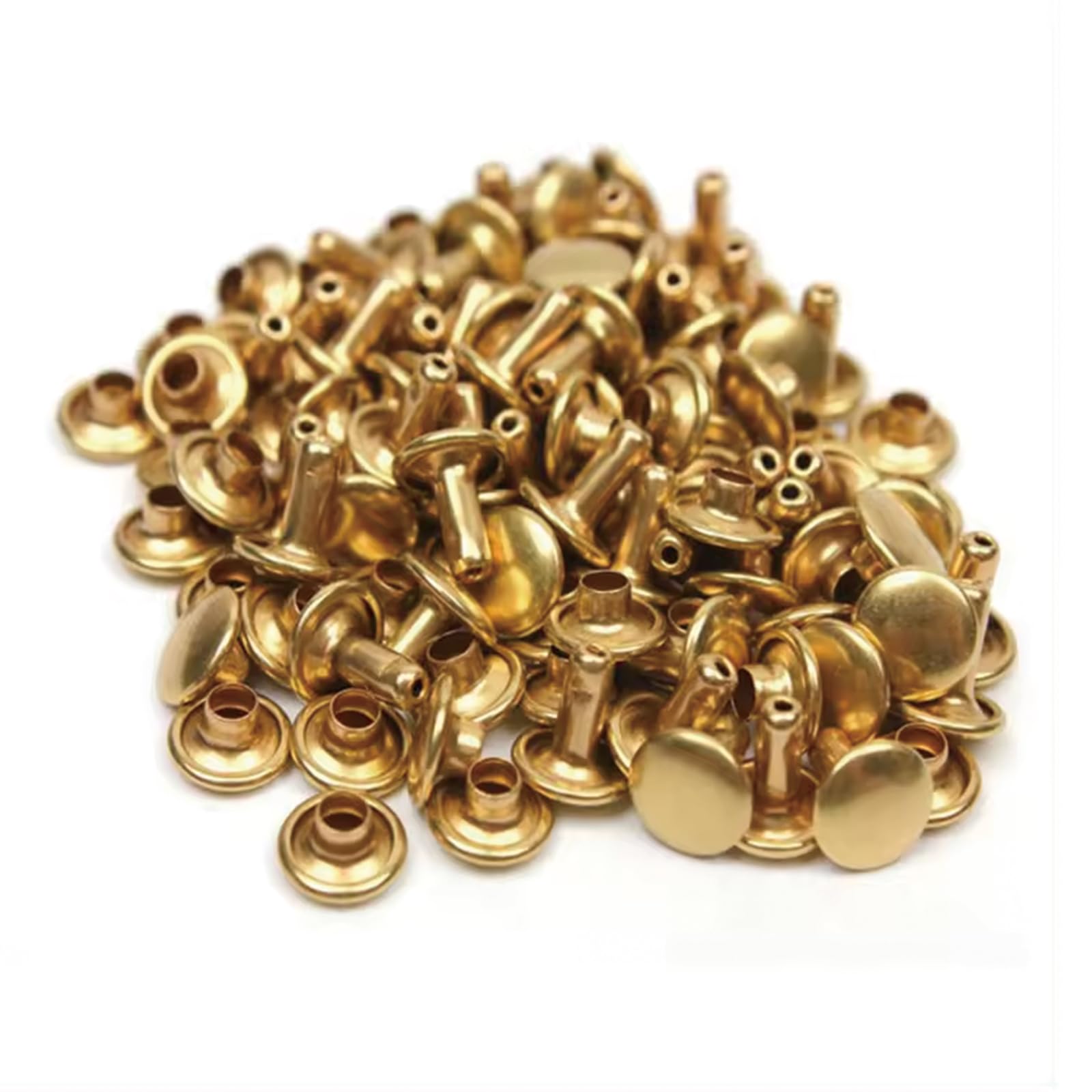 100 Pcs Leather Rivets, 12mm x 10mm Double Cap Rivets Metal Studs for Clothes Shoes Handbag Belts Crafts, Gold