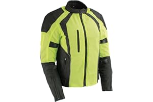Milwaukee Leather MPL2793 High Vis Green with Black Armored Textile Motorcycle Jacket for Women - All Season Mesh Jacket