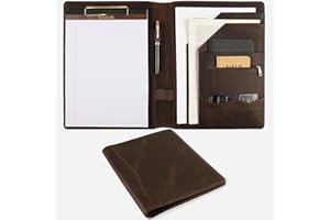 GZRHKJ Genuine Leather Left-Handed Portfolio Folder, Business Slim Portfolio Folio Organizer, Resume Folder, A4 Document Folder, Legal Pad Padfolio for Men & Women