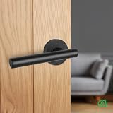 EAI Oliena Black Door Handles Latch Set 6 Pairs 64mm Hinges 54mm Rose view 6