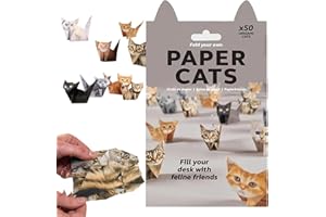 DIY Paper Cats, 3D Handmade Origami Cat Model with 50 Sheets of Premium Origami Paper — Fun Craft Activity for Kids & Adults,