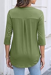 Halife Womens Tops 3/4 Sleeve Zip Up Business