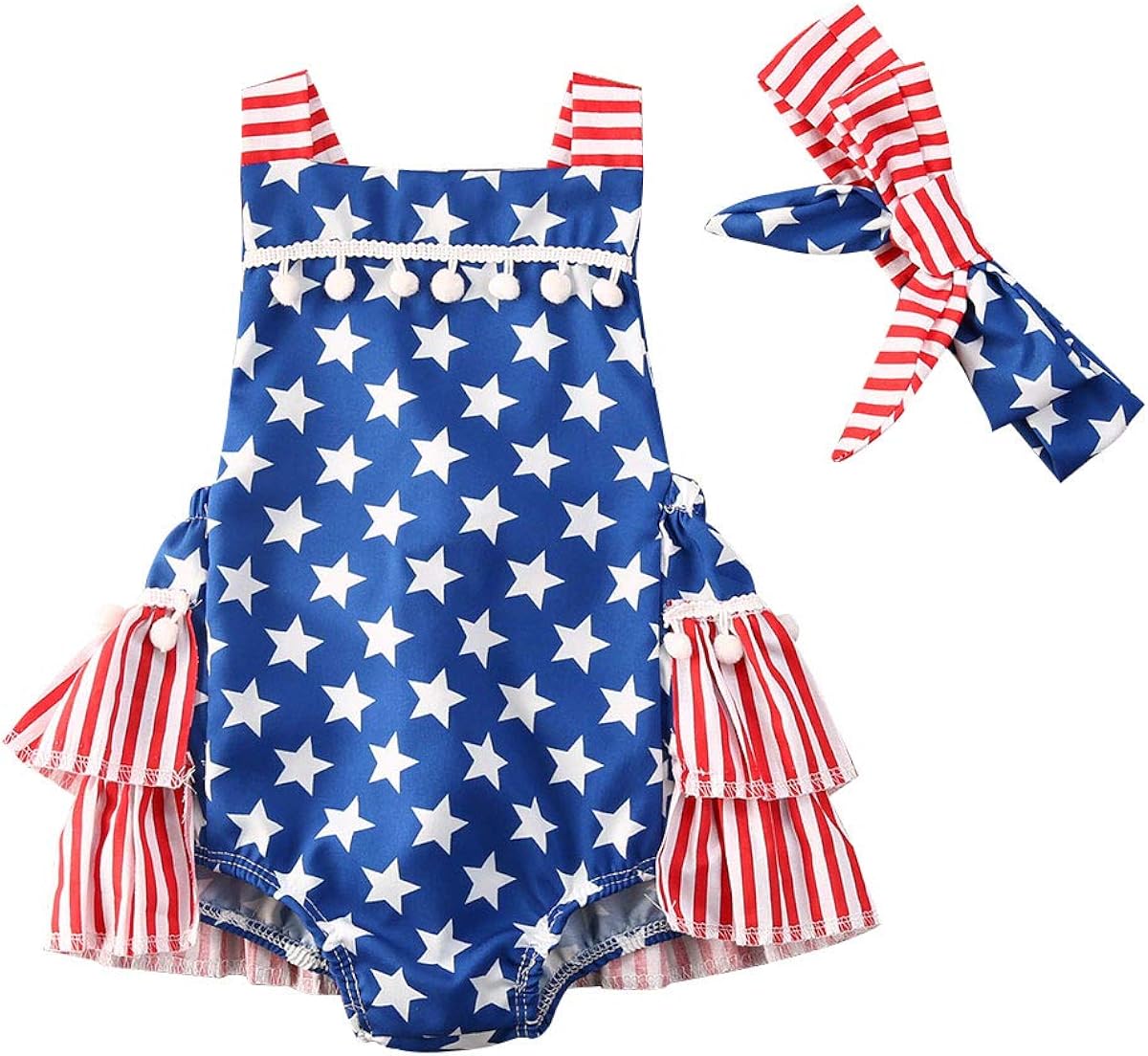 Amazon YQYJA Infant Girl Baby American Flag Outfits 4th Of July