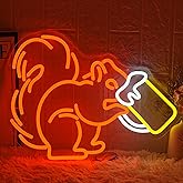 LMSIGNLY Squirrel Beer Neon Sign for Wall Decor Bar Neon Light Orange Squirrel Drinking Wine Led Light Animal LED Sign Dimmable LED Neon Light for Bar Bedroom Kidsroom Business Game Room