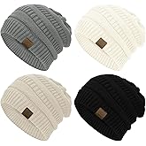 American Trends Winter Hats for Women 4 Pack Beanie Hats Caps Knit Chunky Slouchy Beanie Hats