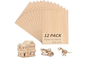 12 Pack Basswood Sheets for Crafts, SIJDIEE 6 x 4 x 1/12 Inch Balsa Wood Sheets, 2mm Thick Plywood Sheets for Laser Cutting, Drawing Painting, Wood Engraving(150x100x2mm)