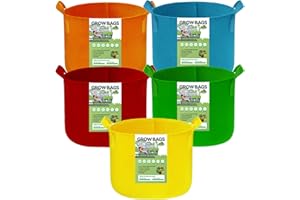 Kopotma 5 Gallon Fabric Planters, Multicolor Non-Woven Grow Bags for Vegetables and Flowers, 5-Pack Garden Plant Pots, Tomato Planter