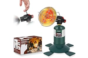 KOMAN Portable Propane Heater，Garage Heater Patio Heater Golf Cart Heater Camping Heater 4100BTU Power with Control Valve Cordless 1lb Small Propane Foldable Gas Tank Holder for Tent Hiking Ice Fishing