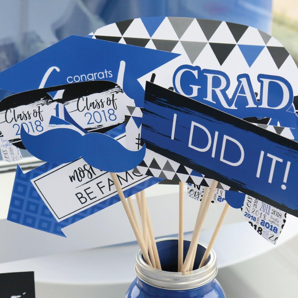 Big Dot of Happiness Funny Blue Grad - Best is Yet to Come - Royal Blue Graduation Party Photo Booth Props Kit - 10 Piece: Kitchen & Dining