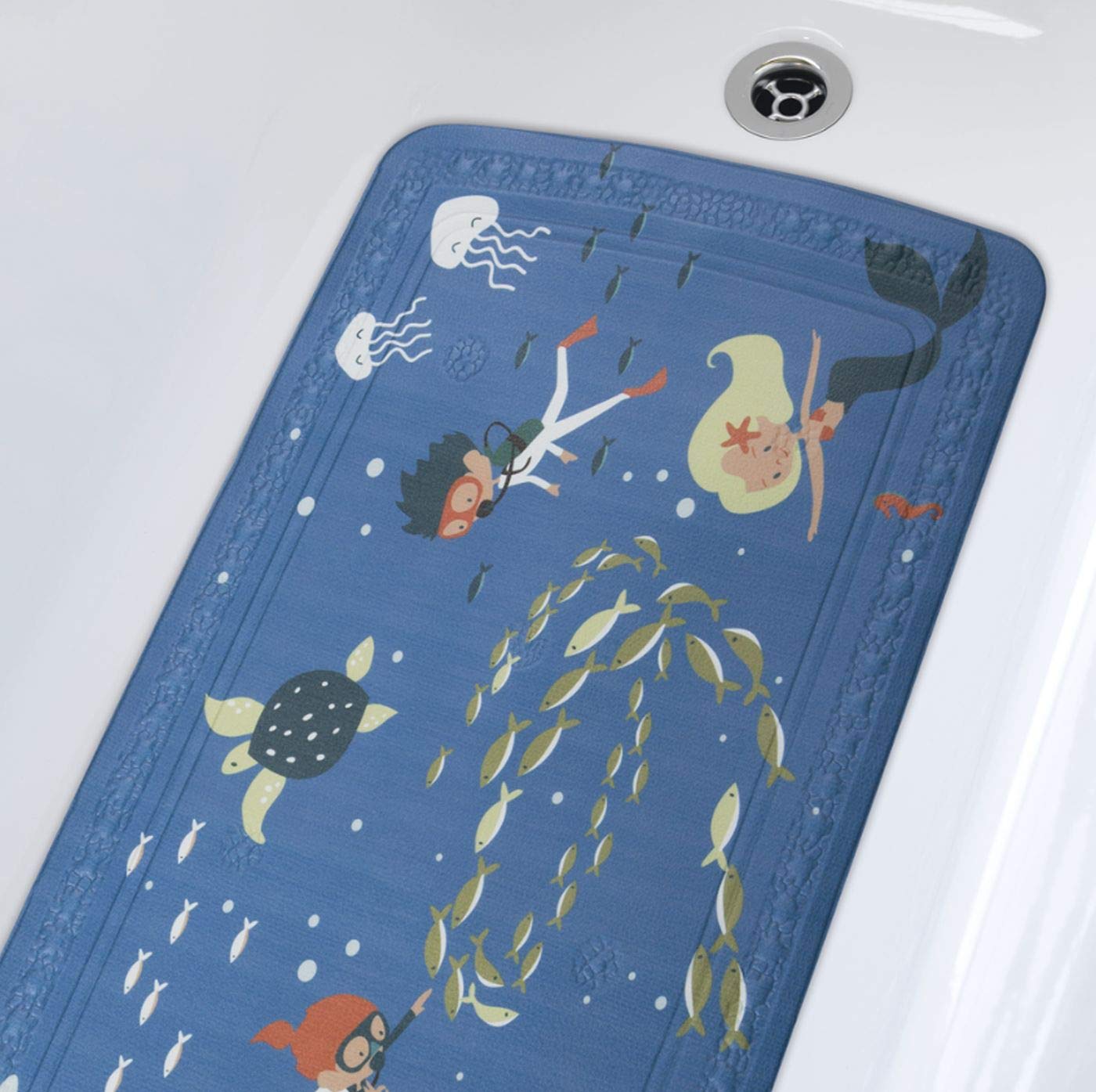 Spirella Diver Children's Shower Mat Antibacterial Non-Slip with Suction Cups Approx. 73 x 36 cm Made in Germany