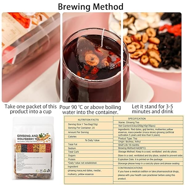 KIDNEY TEA – GINSENG AND WOLFBERRY TEA, GINSENG MULBERRY GOUQI TEABAGS, NATURAL ORGANIC KIDNEY CLEANSE DETOX FOR WOMEN & MEN, 6 PRECIOUS INGREDIENTS FORMULA (1)