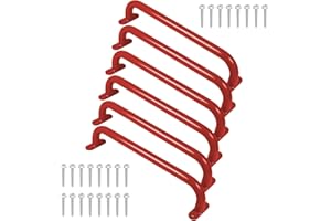Purife 17 Inch 6 Pieces Red Metal Safety Handles for Outdoor Playground Accessories - Playset Handles, Swing Sets Attachment Grab Bars, Kids Hand Grips Monkey Bar for Playhouse, Treehouse, Jungle Gym