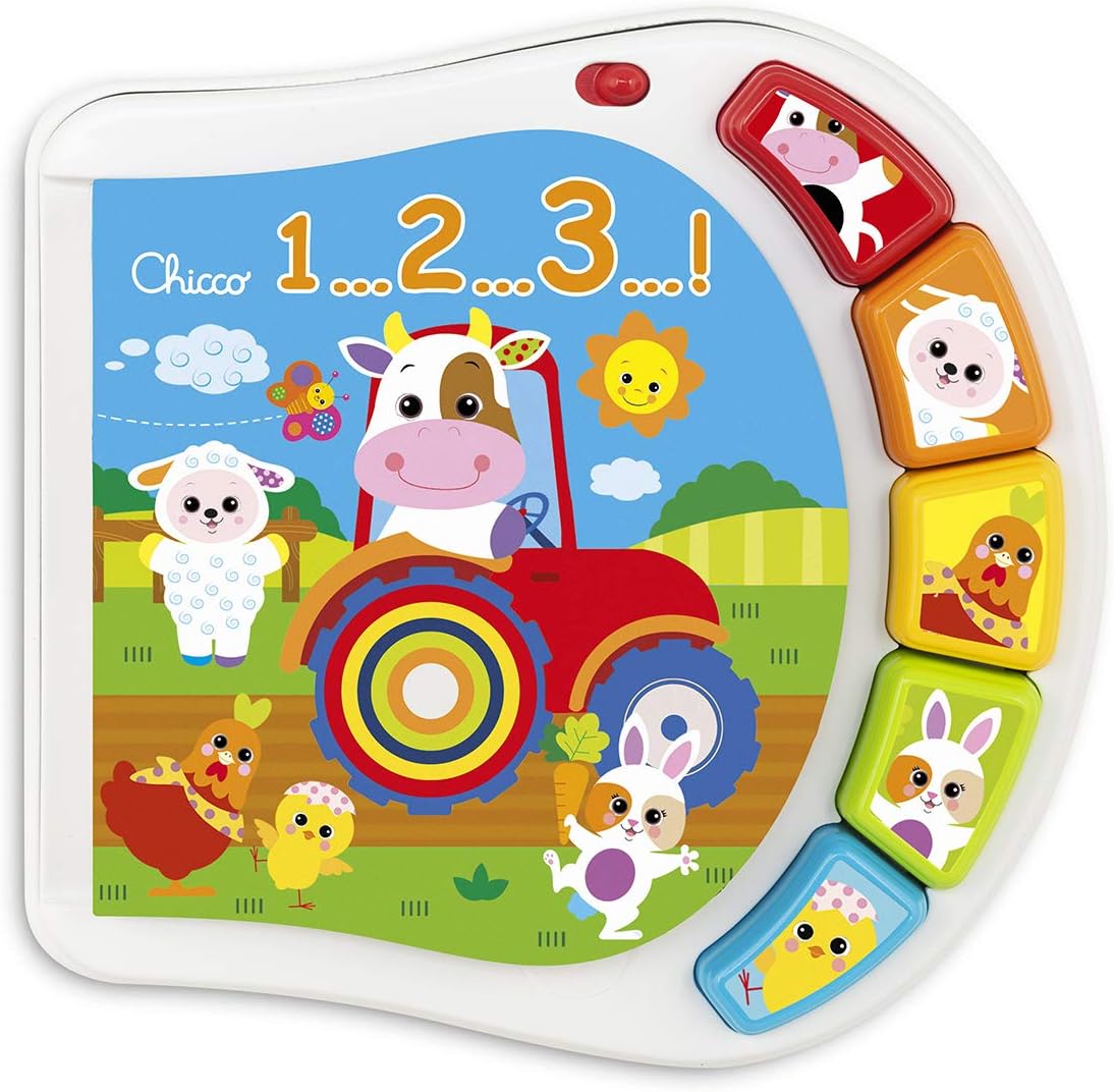 Chicco Numbers Colour Book, Multicoloured for Kid - The Farm Animals, Format: Book, Batteries: 3 AAA, 25.4 cm x 5.8 cm x 0.1 cm