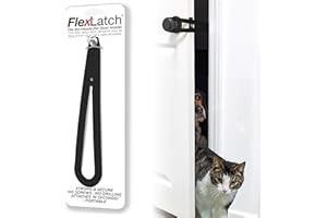 FlexLatch Cat Door Holder Latch - Black Cat Door Alternative Installs Fast Flex Latch Strap Let's Cats in and Keeps Dogs Out of Litter & Food. Safe Baby Proof One Piece No Measuring Extra Easy