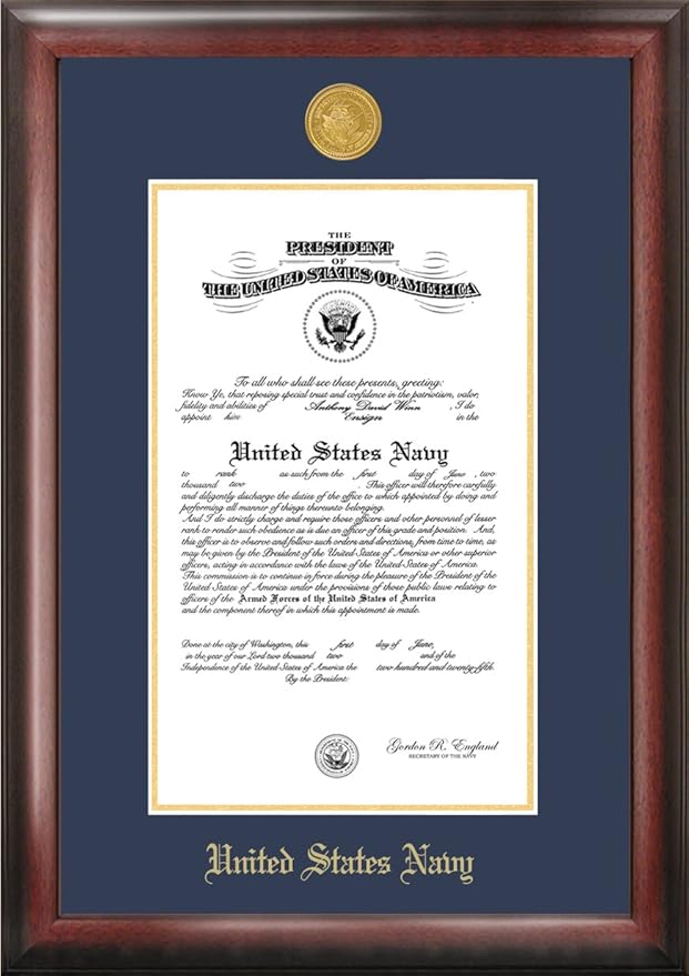 Navy Commission Frame Gold Embossed Amazon.co.uk Kitchen & Home