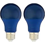 Amazon Basics 60 Watt Equivalent, Non-Dimmable, A19 LED Light Bulb | Blue, 2-Pack