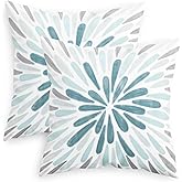 CaliTime Throw Pillow Covers Decorative 18 X 18 Inches Pack of 2 Cozy Fleece Gorgeous Fireworks Cushion Cases for Couch Bed Sofa Farmhouse Decoration Smoke Blue Grey