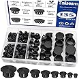 Tnisesm 135Pcs 8 Sizes Nylon Plastic Hole Plugs Black 1/4" 5/16" 3/8" 1/2" 5/8" 3/4" 7/8" 1" Round Drill Hole, Furniture Cabinet Insert End Caps Industrial Hardware Biscuits & Plugs