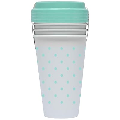 Aladdin 4 Reusable To-Go Cups White and Teal Polka Cameroon | Ubuy