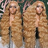 UMEGOOD 200% Density Honey Blonde Wig Human Hair 13x6 HD Transparent Lace Front Wigs Human Hair Pre-Plucked 13x6 Blonde Body Wave Glueless Light Brown Lace Front Wigs Human Hair