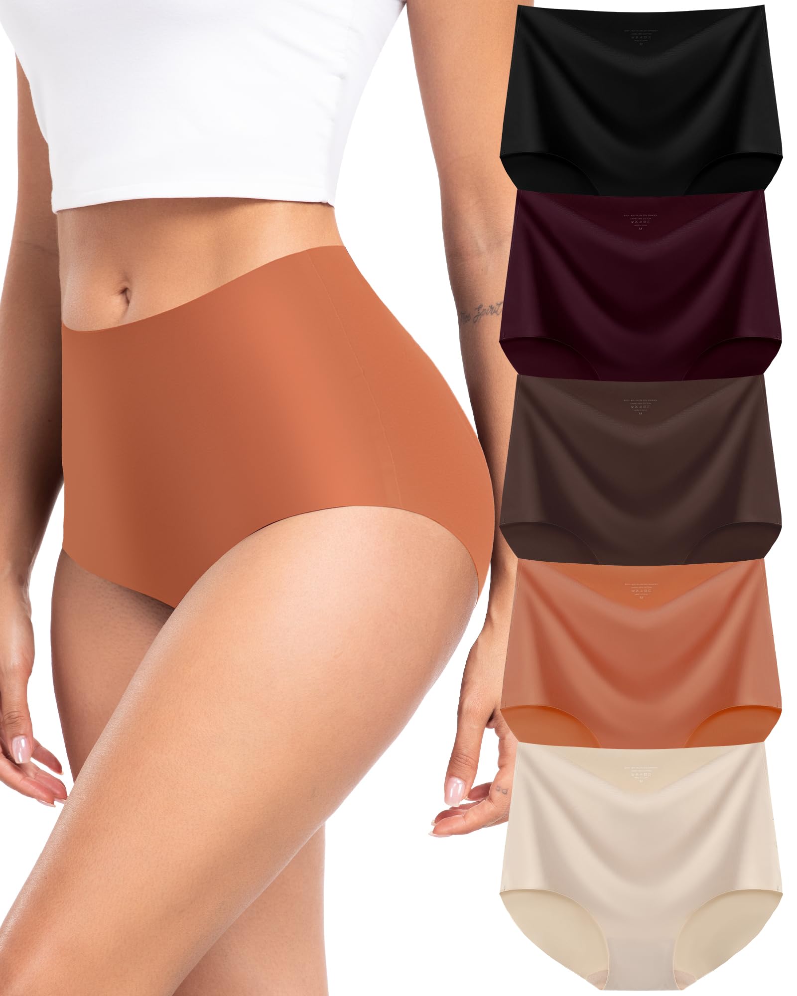 Photo 1 of Awffni Seamless Plus Size Womens Underwear Full Coverage Panties No Show Underwear For Women Soft Stretch No Muffin Hipster Panties (P861 XXL-Multi Color)