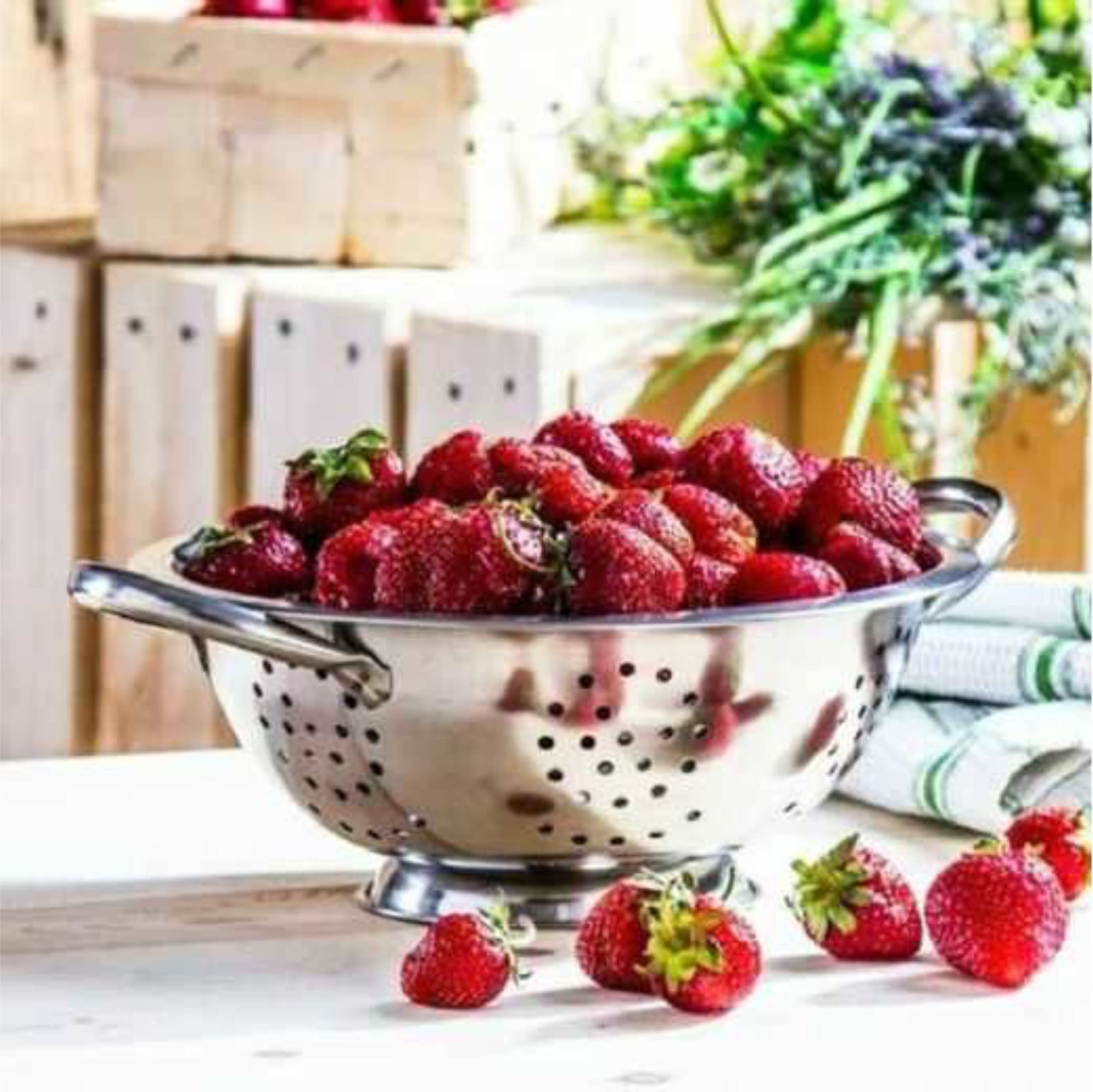 Prima KD14859 Deep Colander 28 cm, Stainless Steel, Silver