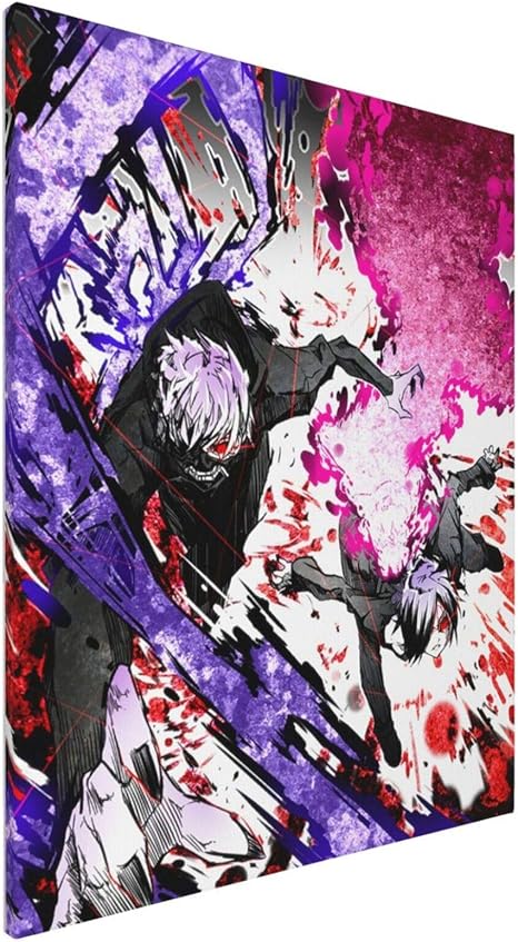 Amazon 東京喰種 アニメポスター アートポスター アートパネル キャンバス絵画 壁掛け 壁キャンバス 木枠付きの完成品 インテリアに アート モダン おしゃれ 部屋飾り ファブリック 40x50cm ウォールステッカー オンライン通販