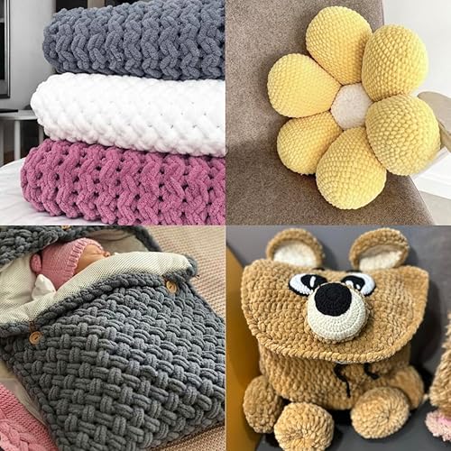 Chunky Yarn Crochet Baby Blanket With Chenille Yarn NORCIA Soft