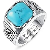 BONLAVIEGEM Vintage Turquoise Rings for Men 925 Sterling Silver Mens Ring Mens Turquoise Ring Anillos de Hombre Celtic Mens Cocktail Rings Pinky Thumb Ring Band for Dad Father Jewelry Gift Size 8